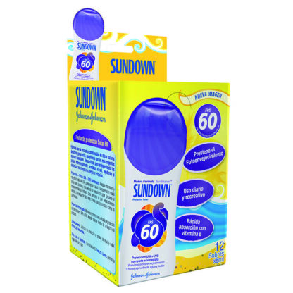 Bloqueador SUNDOWN SPF 60 Display 12 Unds - Drogueria Calle 5ta Precio en Rebaja