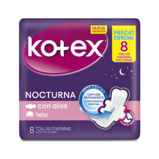 Toallas KOTEX Nocturna Tela 8 Unds