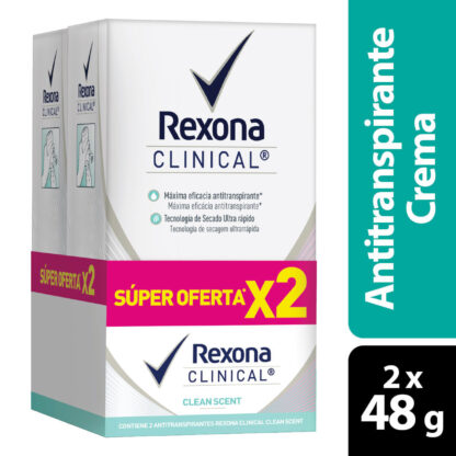 2 Desodorante REXONA Clinical Clean Scent 48gr