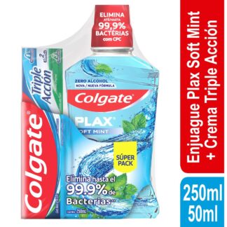 Enjuague Bucal Colgate Plax 250 Ml + Crema Dental 50 Ml